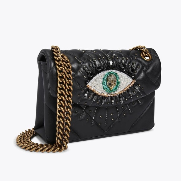 Black Quilted Eye Embellished Bag